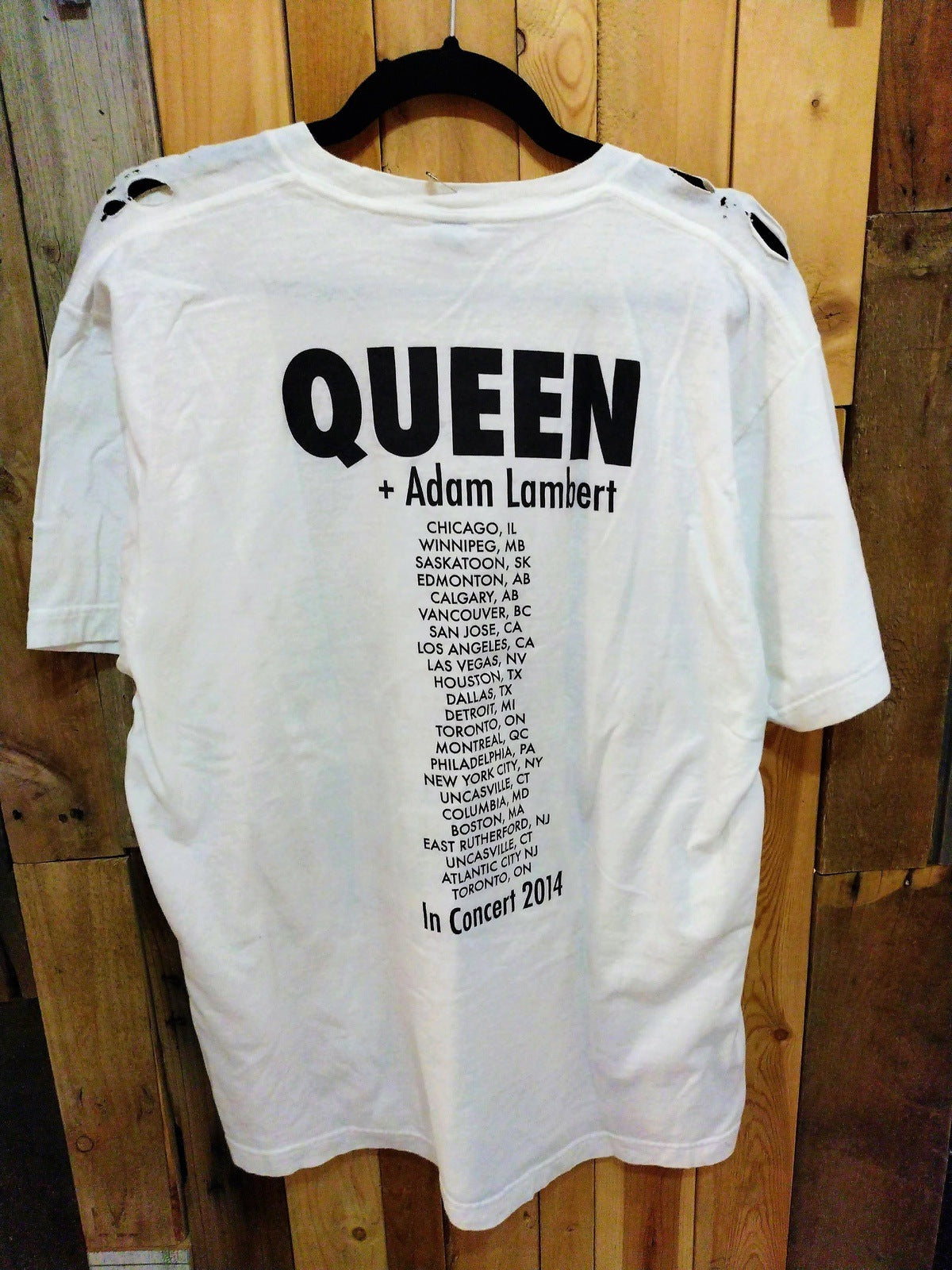 Queen + Adam Lambert 2014 Tour T Shirt Altered at Shoulders Size XL 748193WH