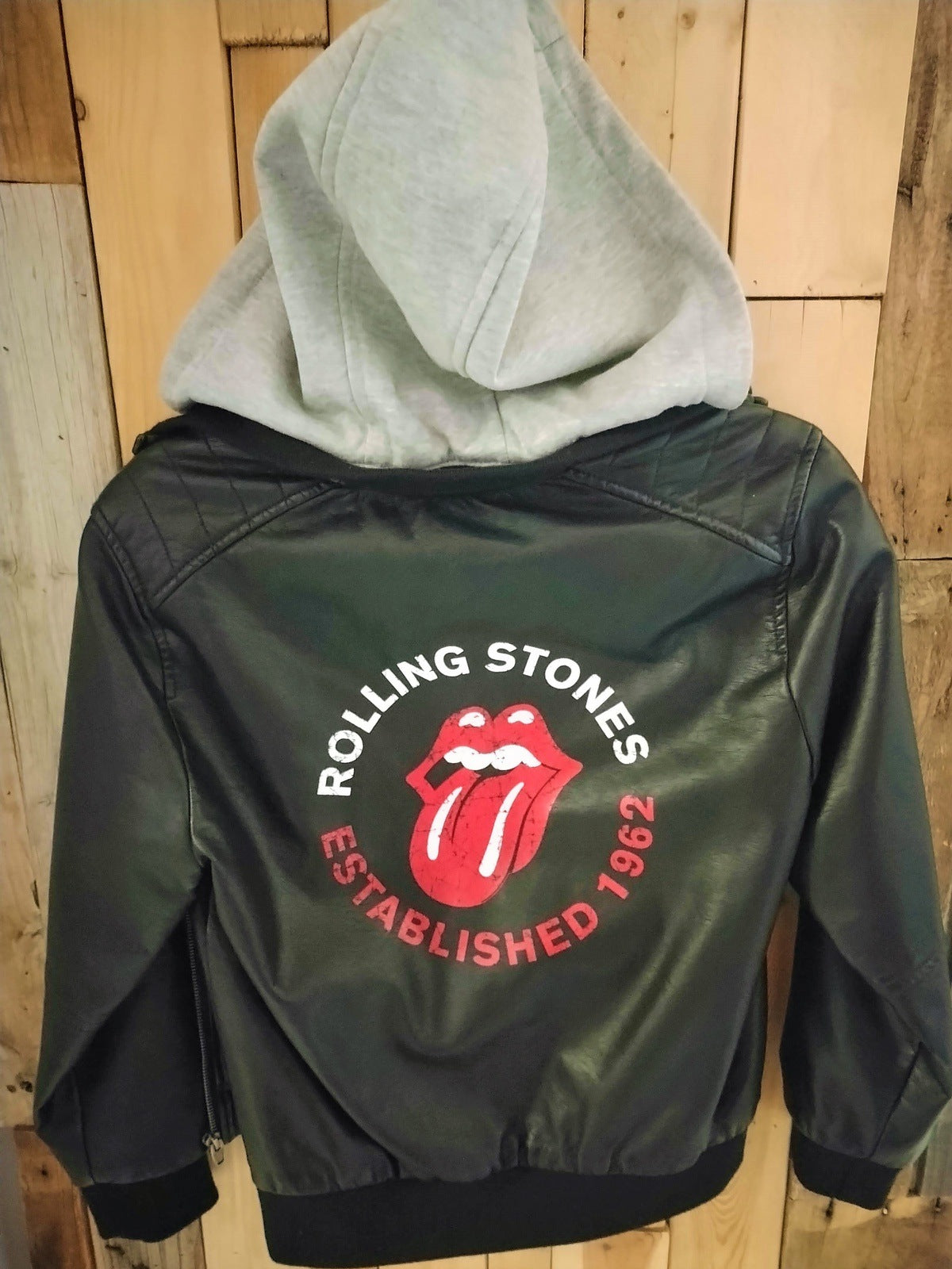 Rolling Stones Official Merchandise by Zara Women's Hoodie Jacket Vegan Leather Size 10