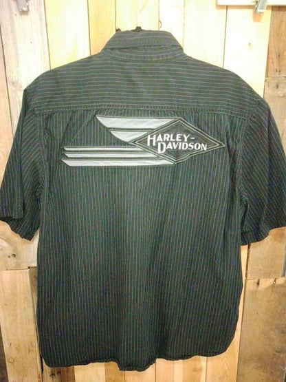 Harley Davidson Men's Pint Stripe Short Sleeve Button Up Shirt Size Large