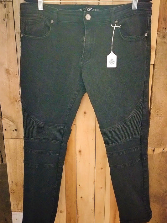 X Ray Men's Black Moto Jeans Size 36/30