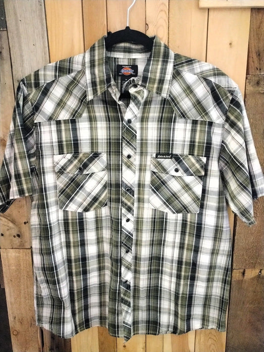 Dickies Men's Short Sleeve Snap Front Western Shirt Size Medium