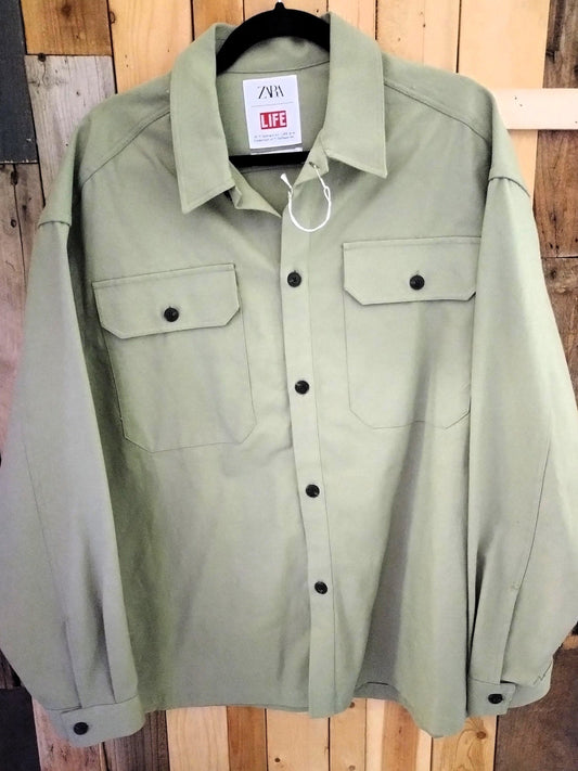 Zara "Life" Collection Men's Long Sleeve Button Front Shirt Size XL