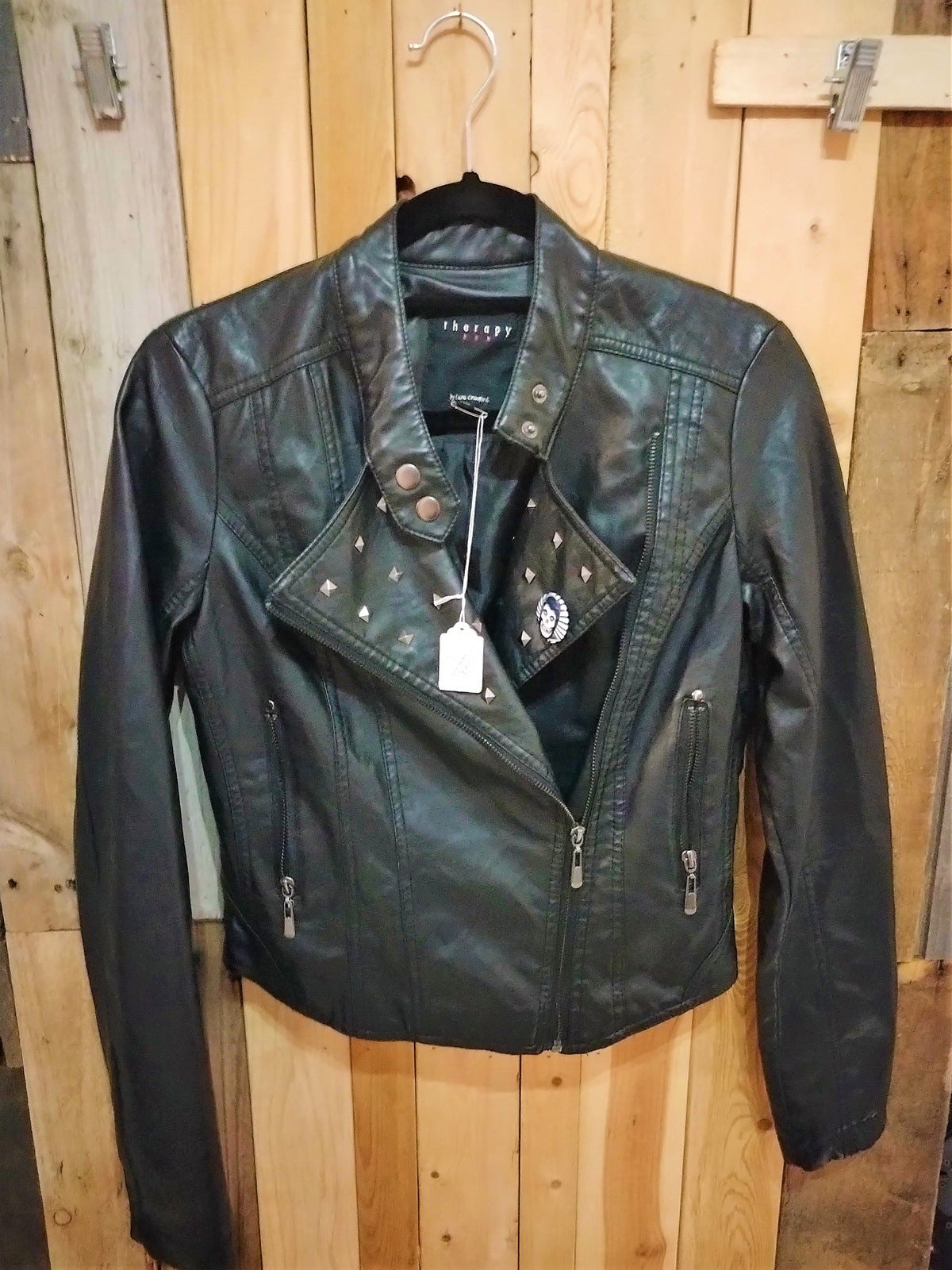 Therapy Women's Moto Jacket Vegan Leather missing 1 stud Size Medium