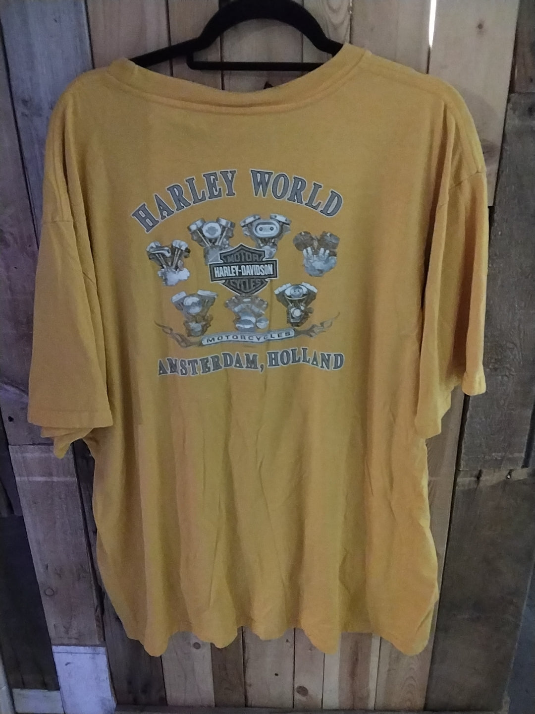 Harley Davidson Harley World Amsterdam, Holland yellow tshirt size 2X