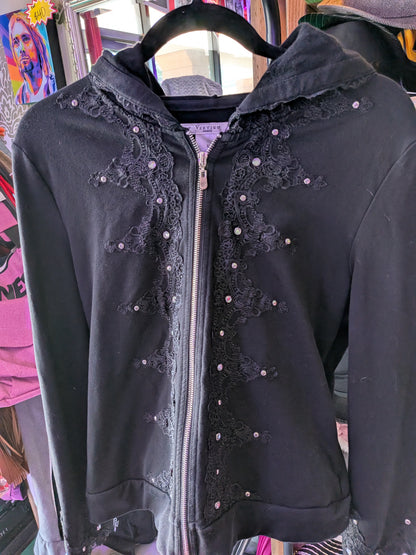 Vertigo Paris XL Missing Bling As Is Lace Gothic Hoodie