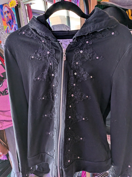 Vertigo Paris XL Missing Bling As Is Lace Gothic Hoodie