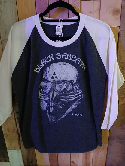 Black Sabbath "Tour 78" by Raglan Baseball Style T-Shirt Men's Size Large