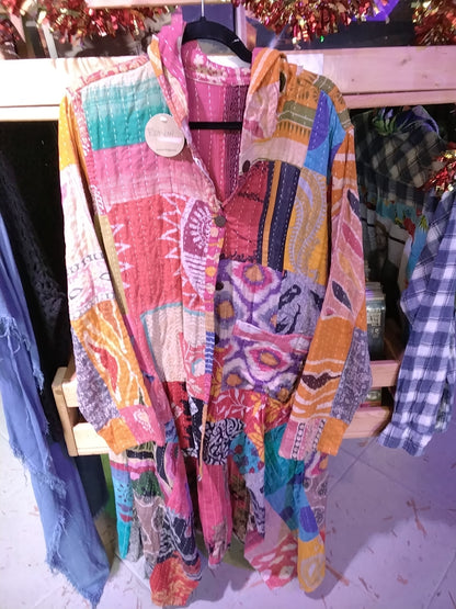 Kantha Style hooded duster