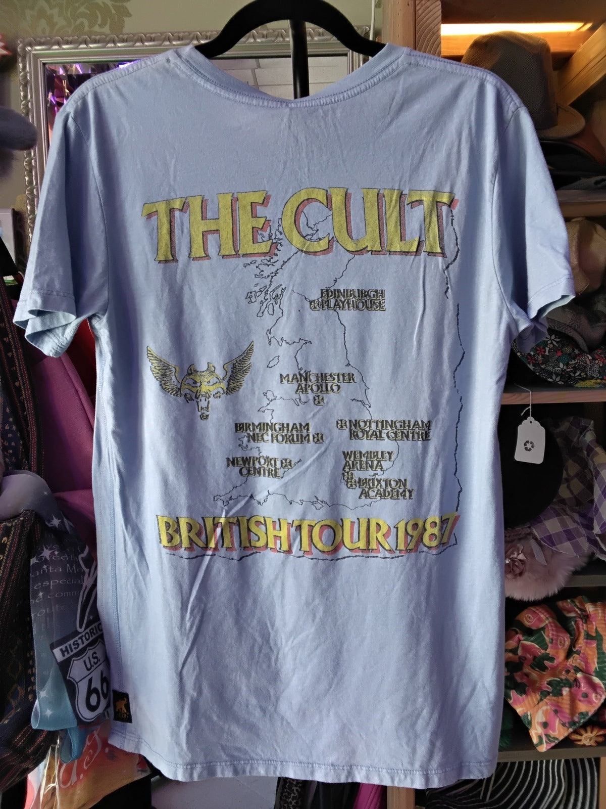 The Cult "British Tour '87" Wolf Graphic Trunk Ltd 5-1-11 Re-Issue Band T-Shirt Blue M New With Tags
