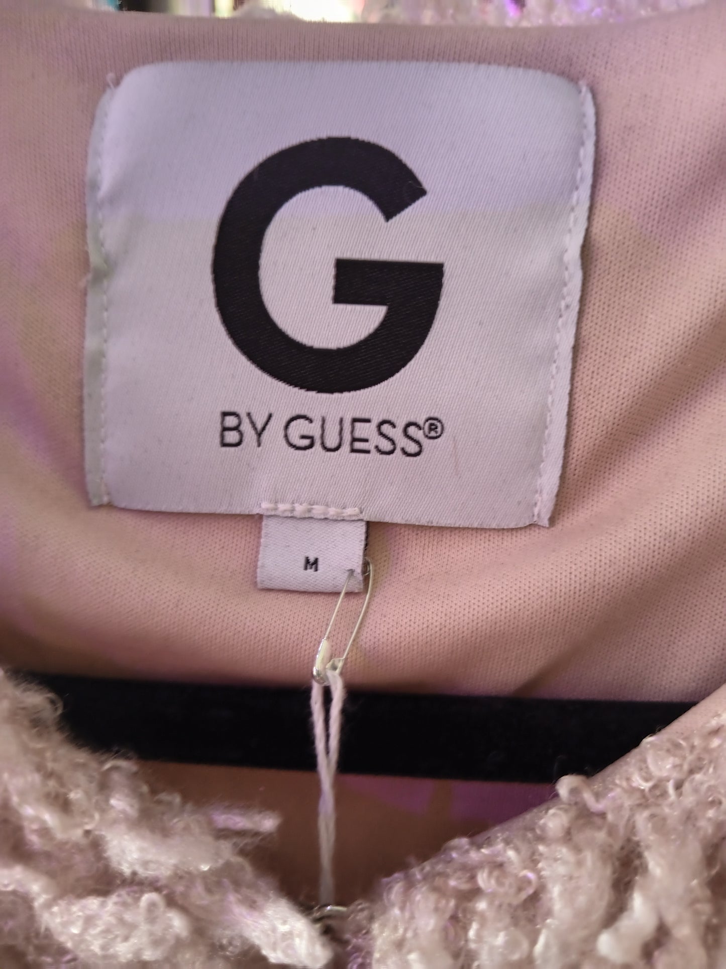 G by Guess Medium Pink Faux Fur Shag Coat