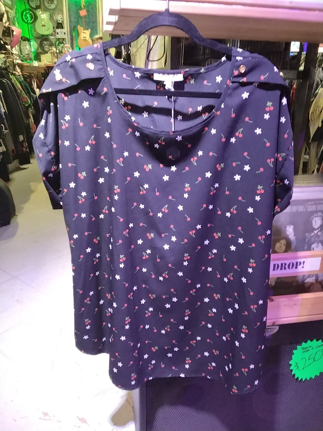 Speed limit cherries and flowers blouse