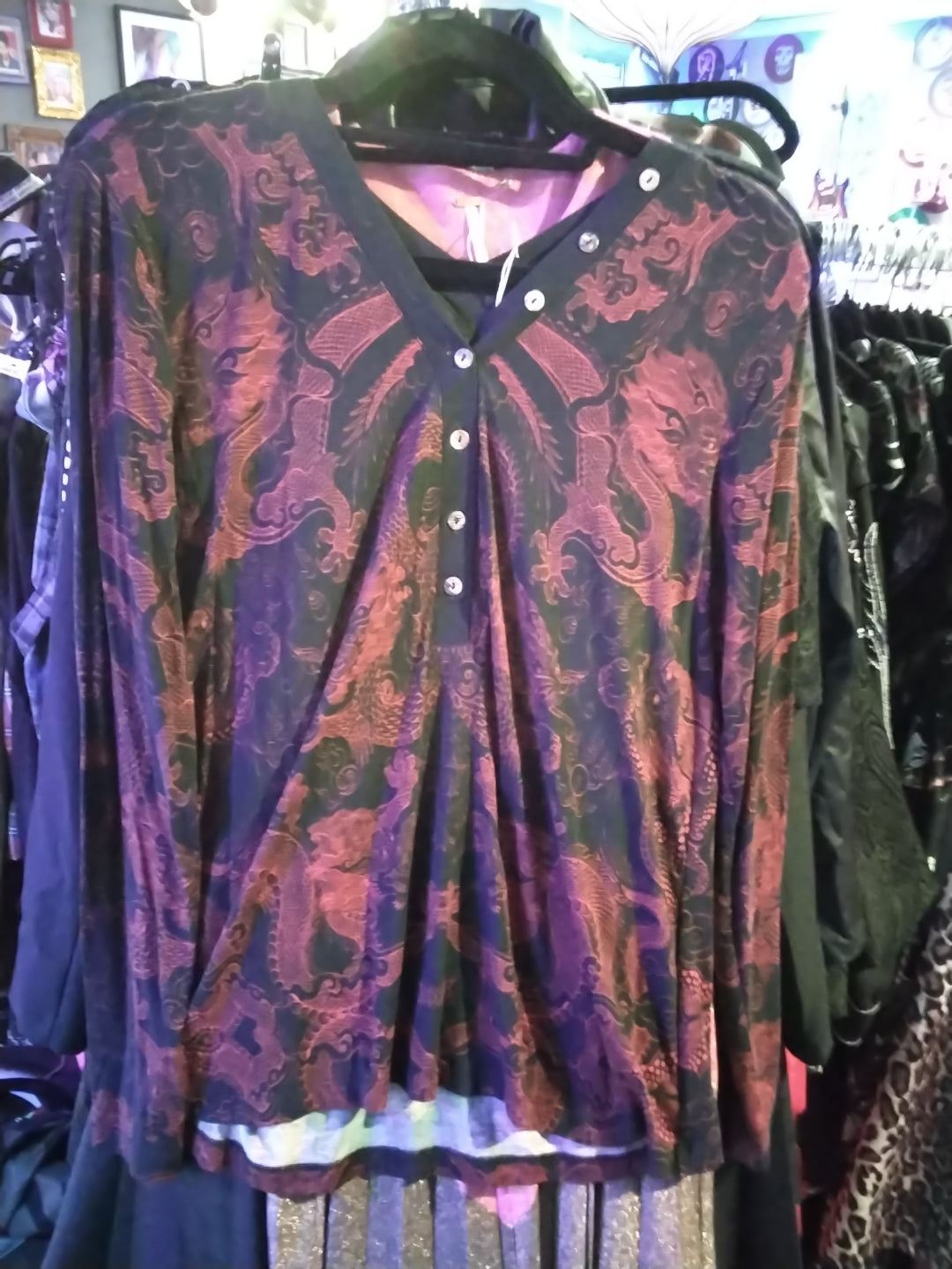 Johnny Was Red Dragon Shirt