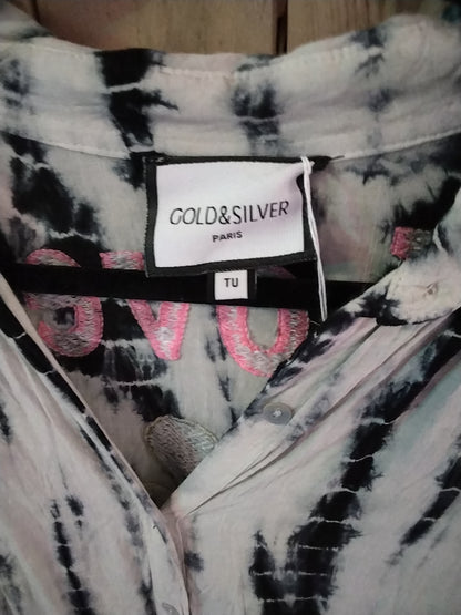 Gold&Silver threads TU os love Tye die tunic
