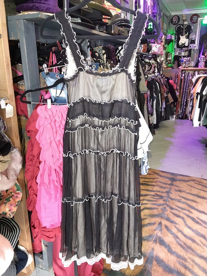 Nelli USA Black & White Mesh Ruffled Dress Women's Size Med.