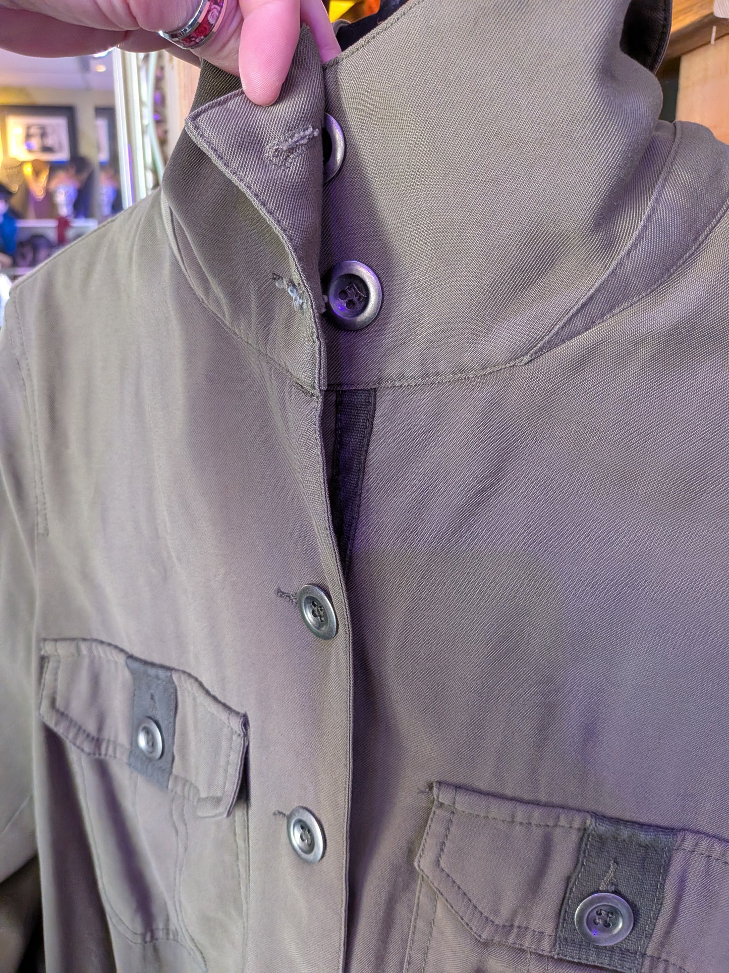 Harlowe & Graham Medium Crop Shacket Army Green
