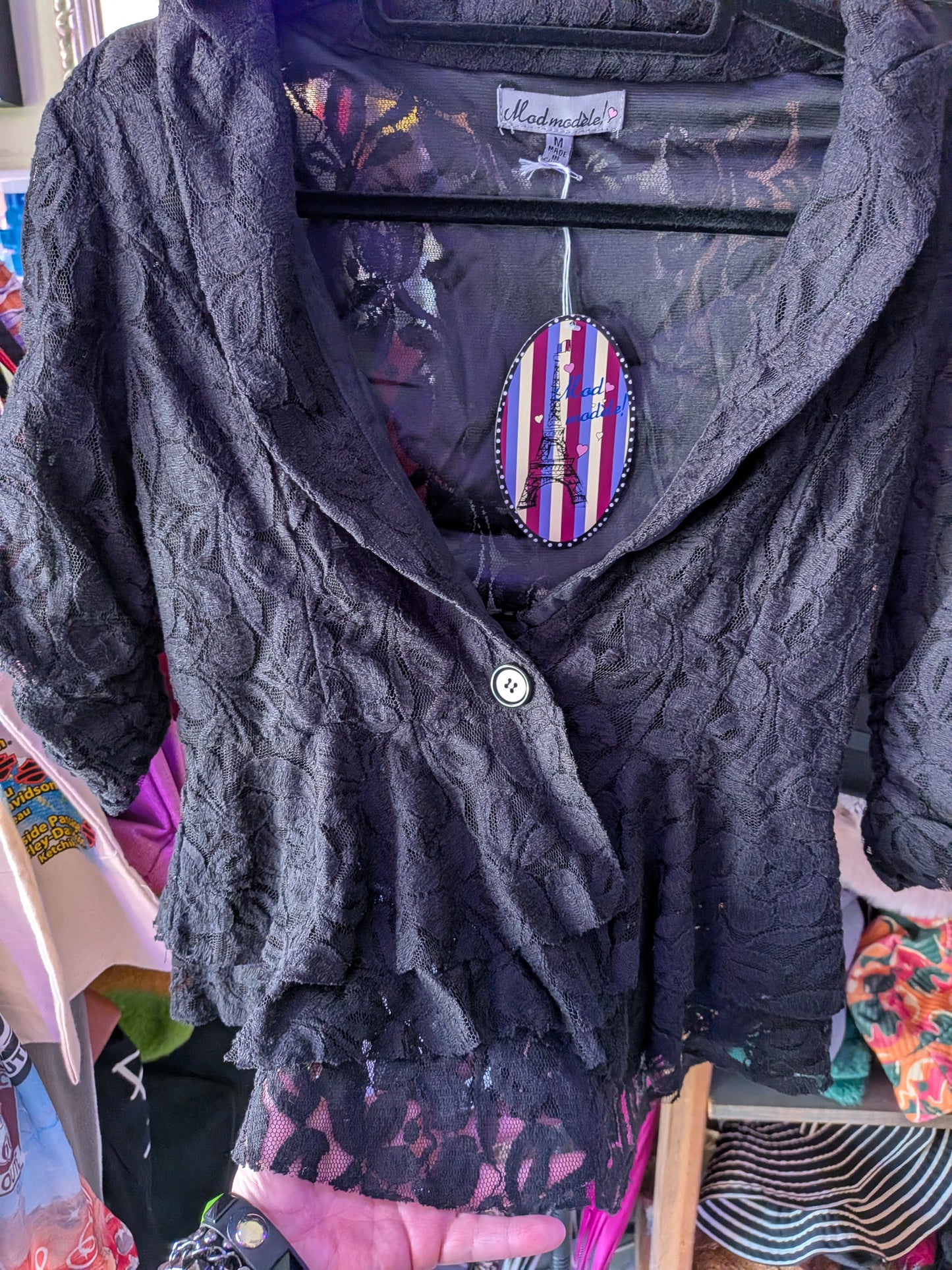 Mod Model! Medium Lace One Button Blazer New!