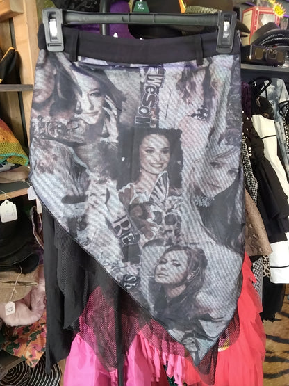 Strike A Pose NTW SAP A-Semetrical Gaphic Mesh Skirt Size Small