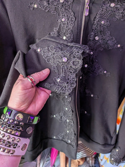 Vertigo Paris XL Missing Bling As Is Lace Gothic Hoodie