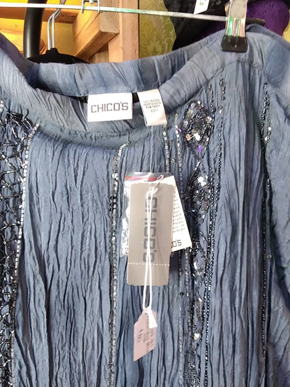 New Chico's blue beaded maxi skirt.