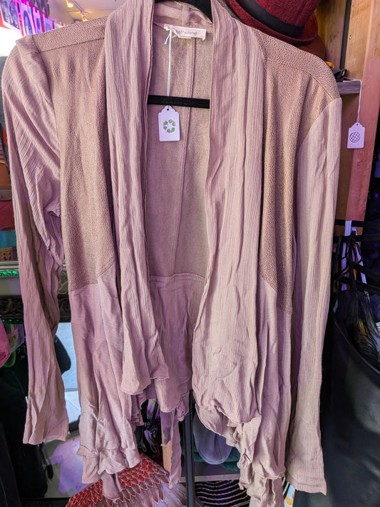 One The Land Large Beige whimsy Cardigan Tie Back