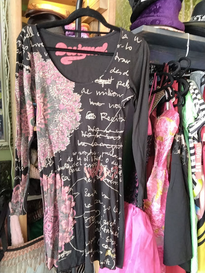 Disigual brand medium floral print abstract multi media dress