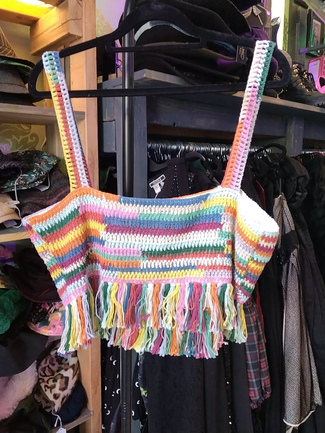 Saylor Large rainbow crop top crochet
