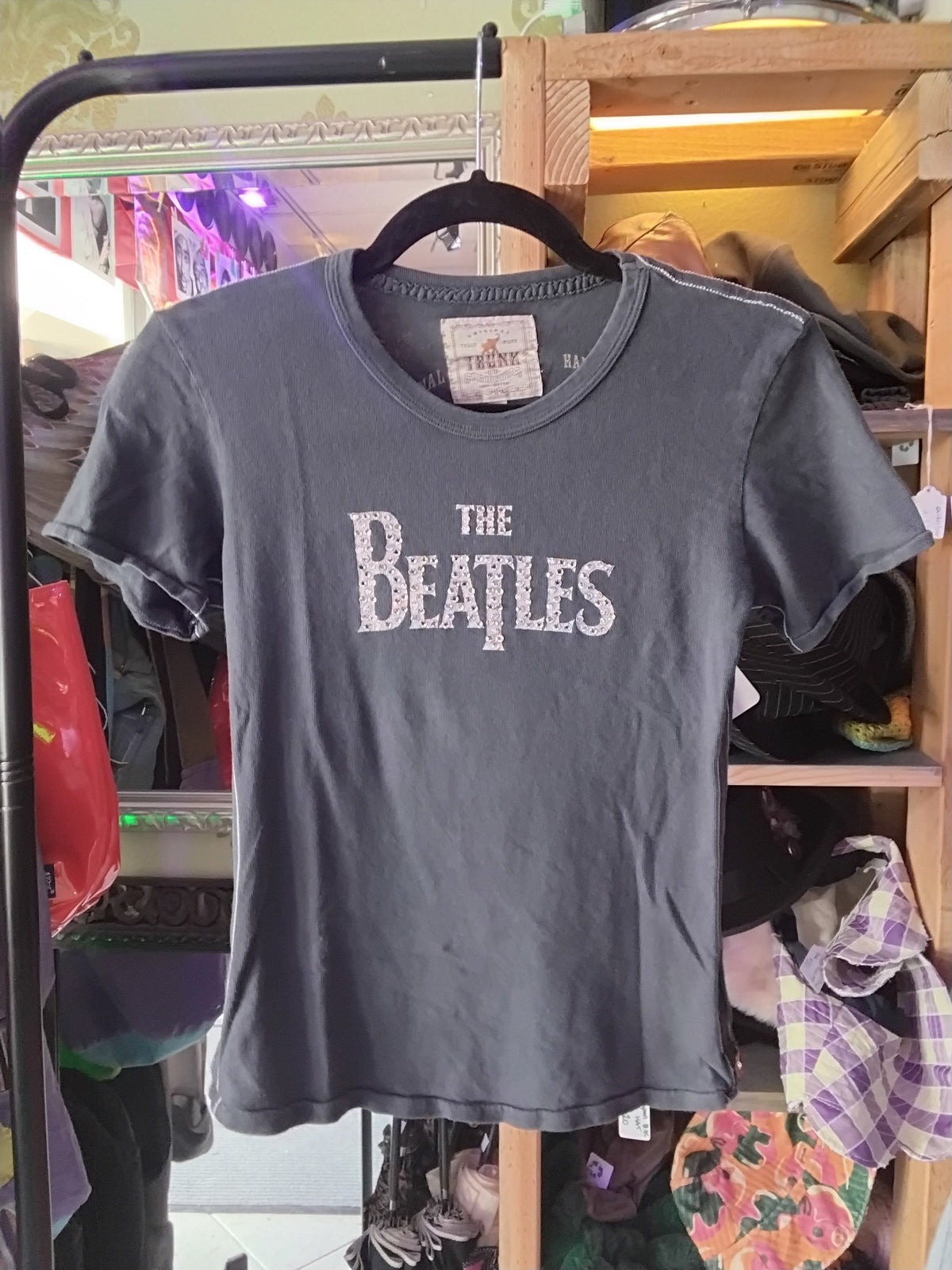 The Beatles "Here Come The Beatles" San Francisco Tour 1966 Trunk Ltd Limited Re-Issue Rhinestone Band T-Shirt Black 1 XS