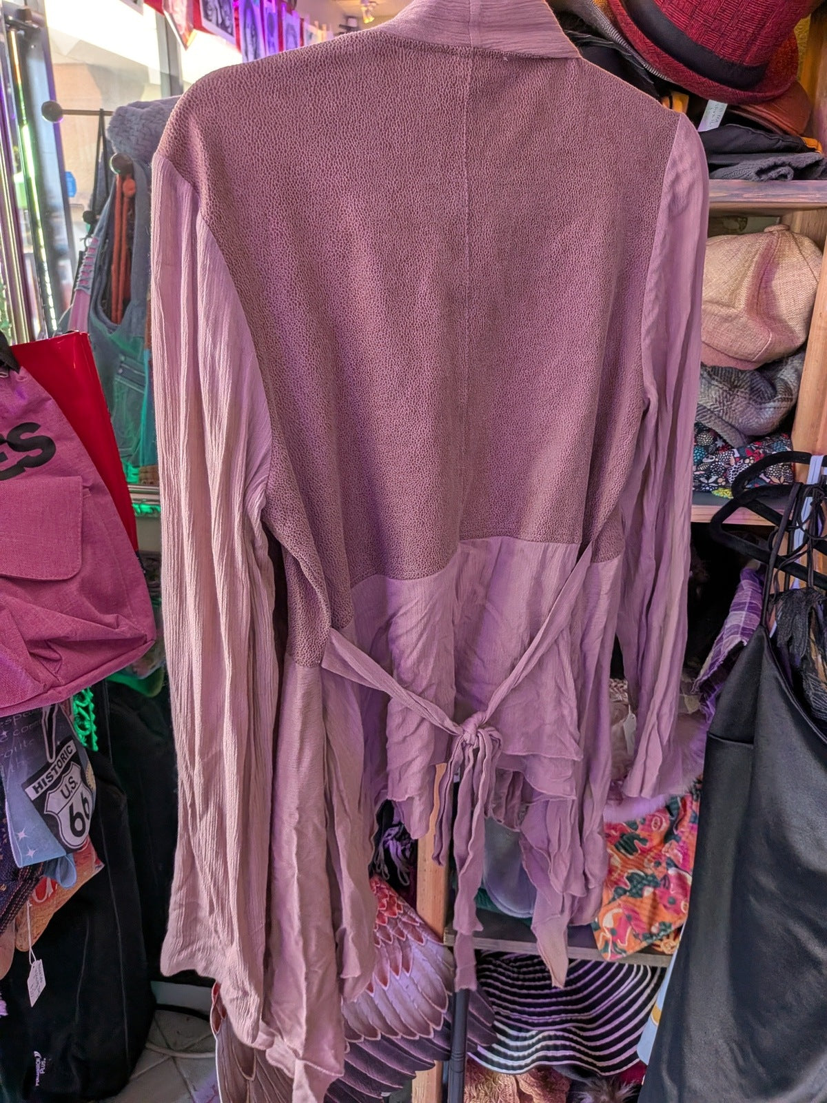 One The Land Large Beige whimsy Cardigan Tie Back
