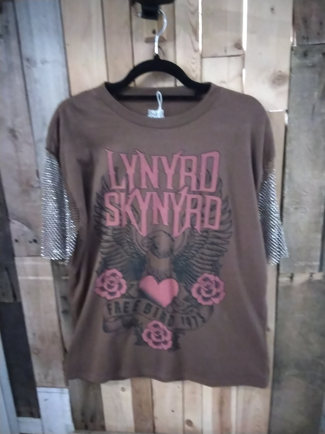 Lynyrdn skynyrd small mesh brown mesh sleeve tee