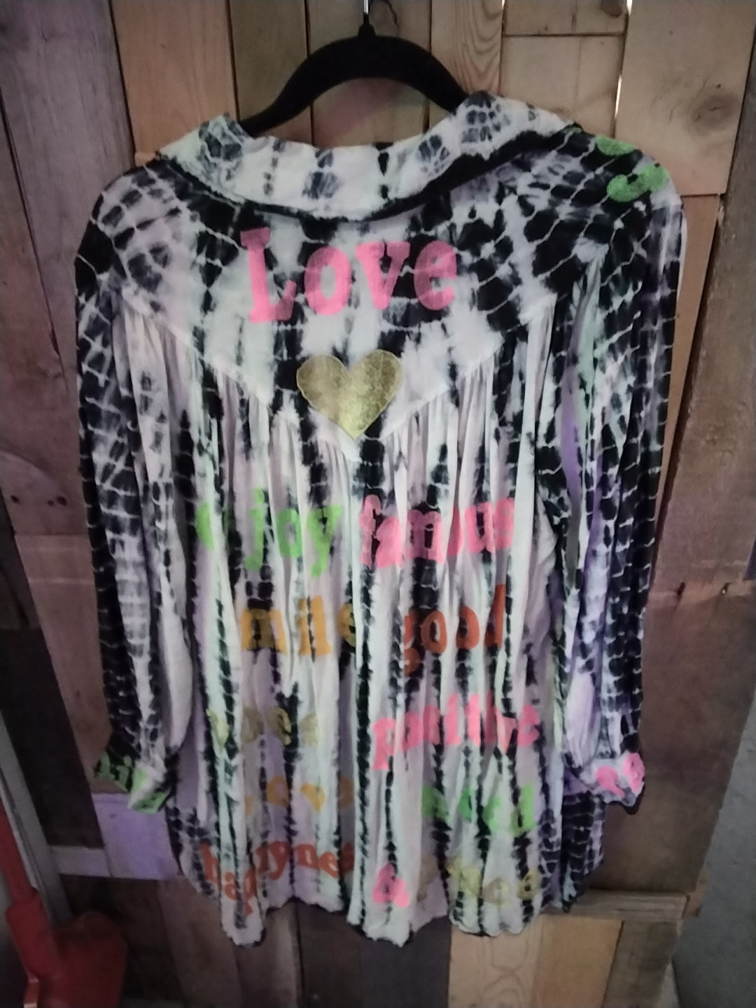Gold&Silver threads TU os love Tye die tunic