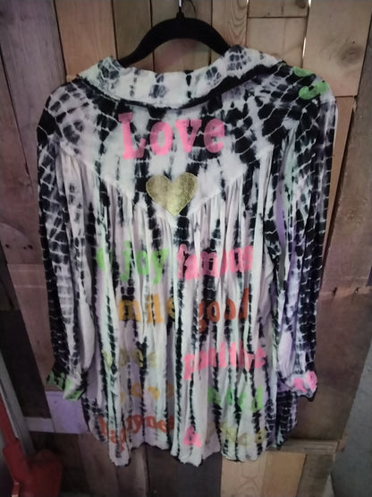 Gold&Silver threads TU os love Tye die tunic