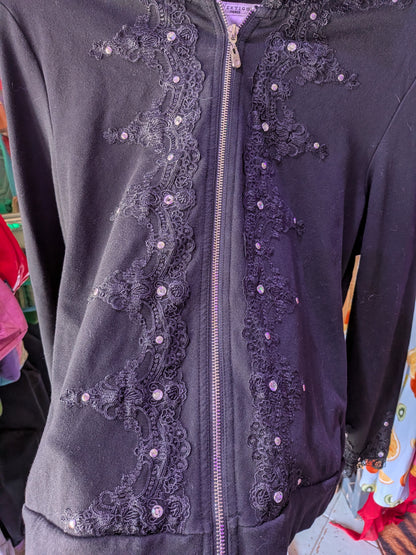Vertigo Paris XL Missing Bling As Is Lace Gothic Hoodie