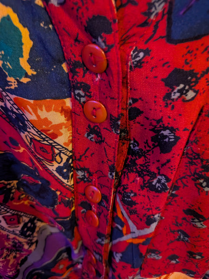 Rosey Tomato Size 20 v neck boho blouse