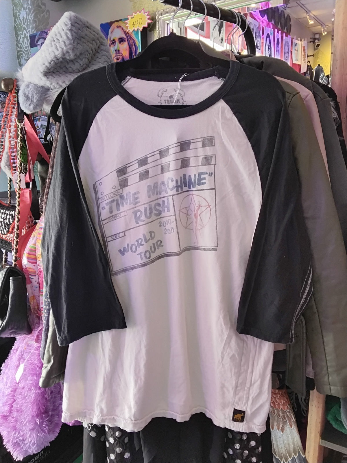 Rush "Time Machine" World Tour 2010-2011 Trunk Ltd. Band Baseball 3/4 Sleeve Shirt White L