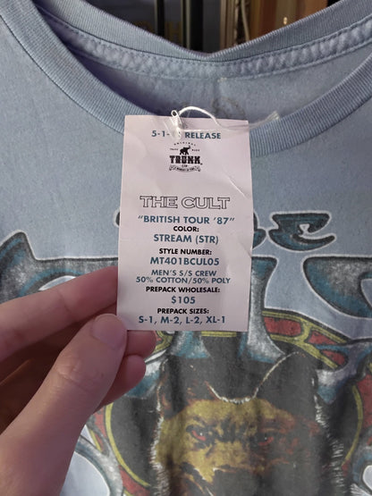 The Cult "British Tour '87" Wolf Graphic Trunk Ltd 5-1-11 Re-Issue Band T-Shirt Blue M New With Tags