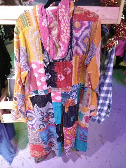 Kantha Style hooded duster