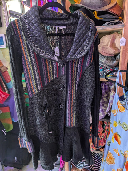 Liquid by Sioni Medium Bohemian multi mixed artist long cardigan