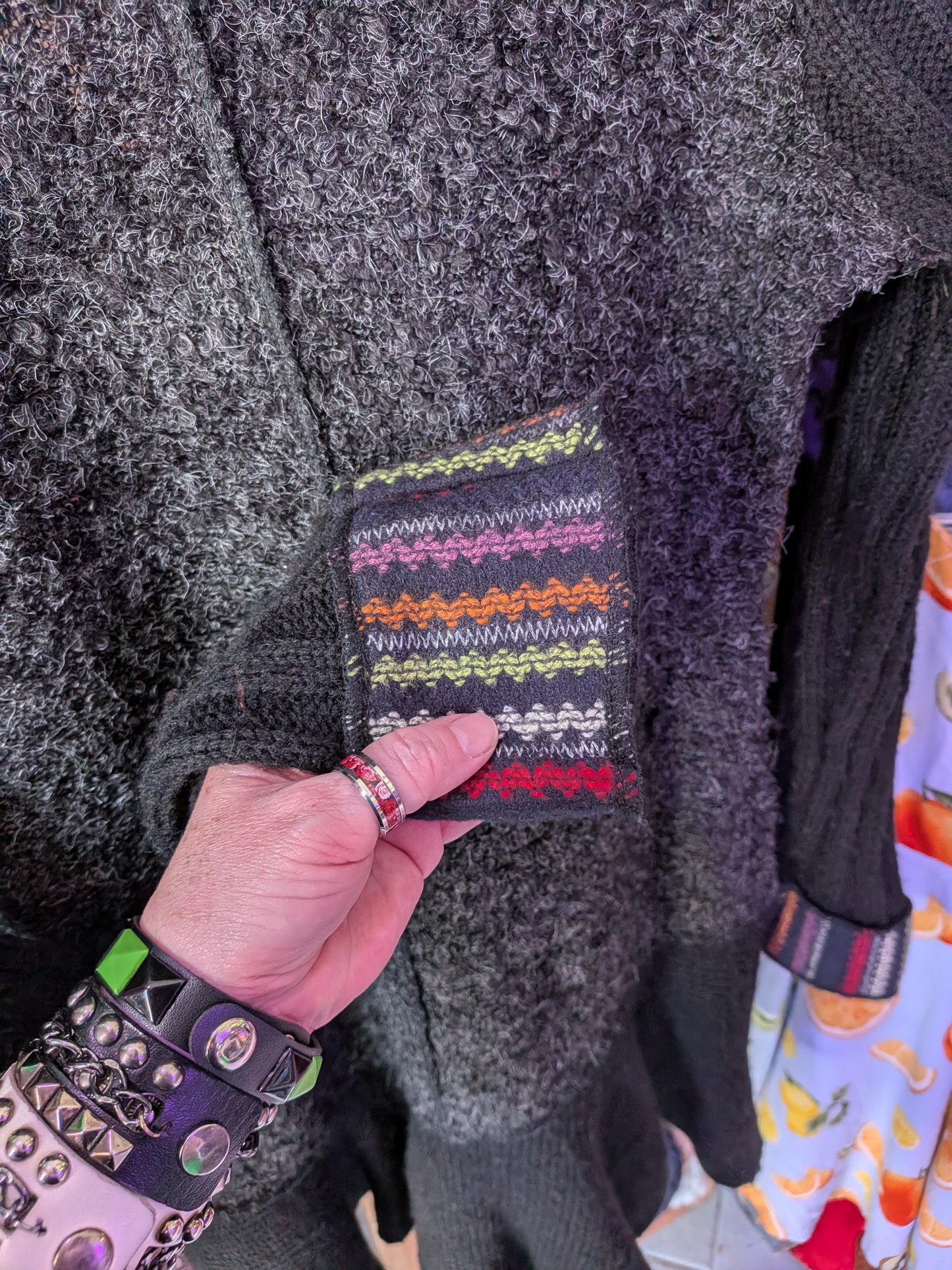 Liquid by Sioni Medium Bohemian multi mixed artist long cardigan