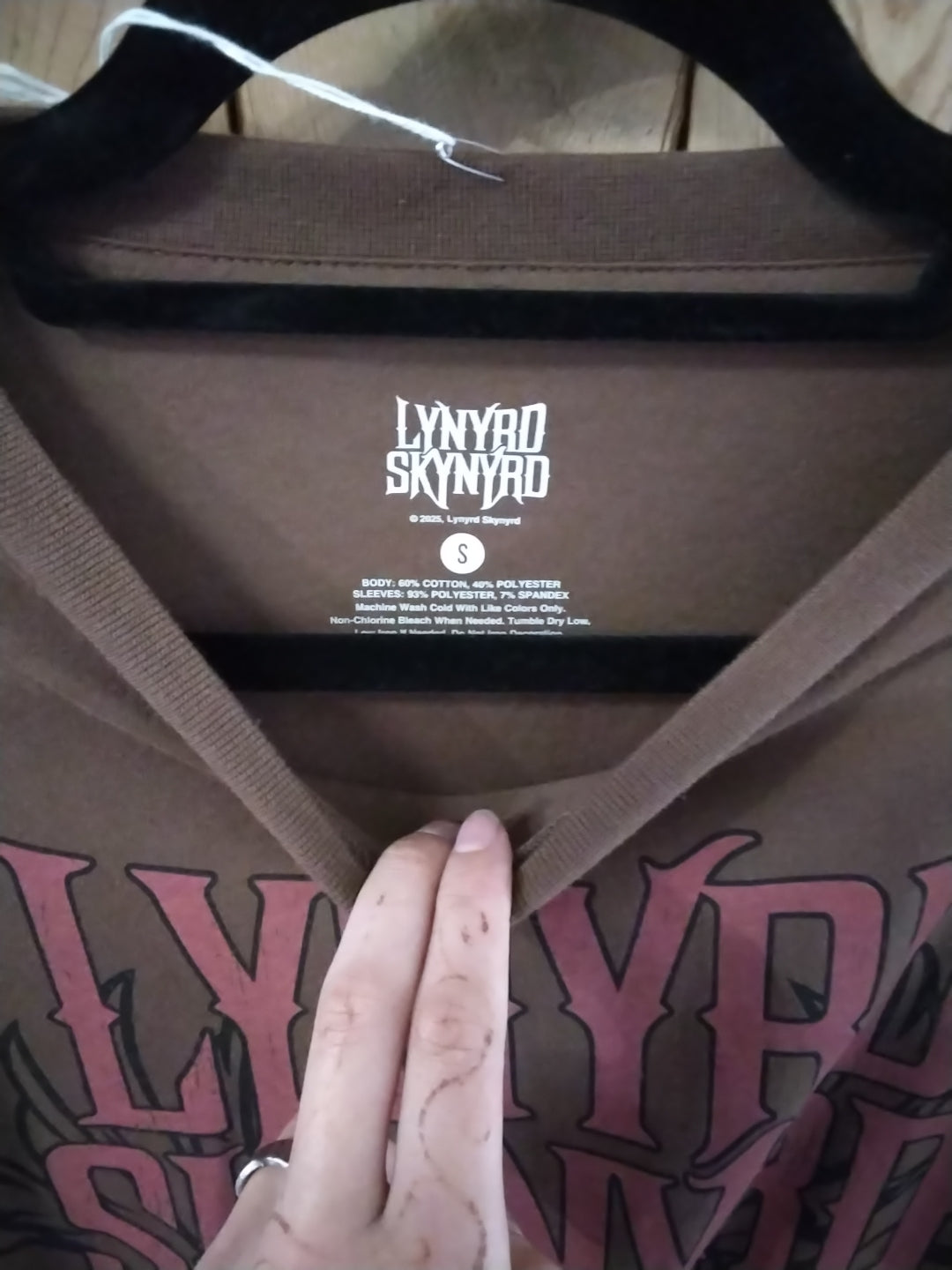 Lynyrdn skynyrd small mesh brown mesh sleeve tee