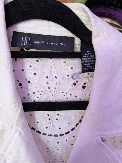 I.N.C. International Concepts Medium White Linen Moto Jacket