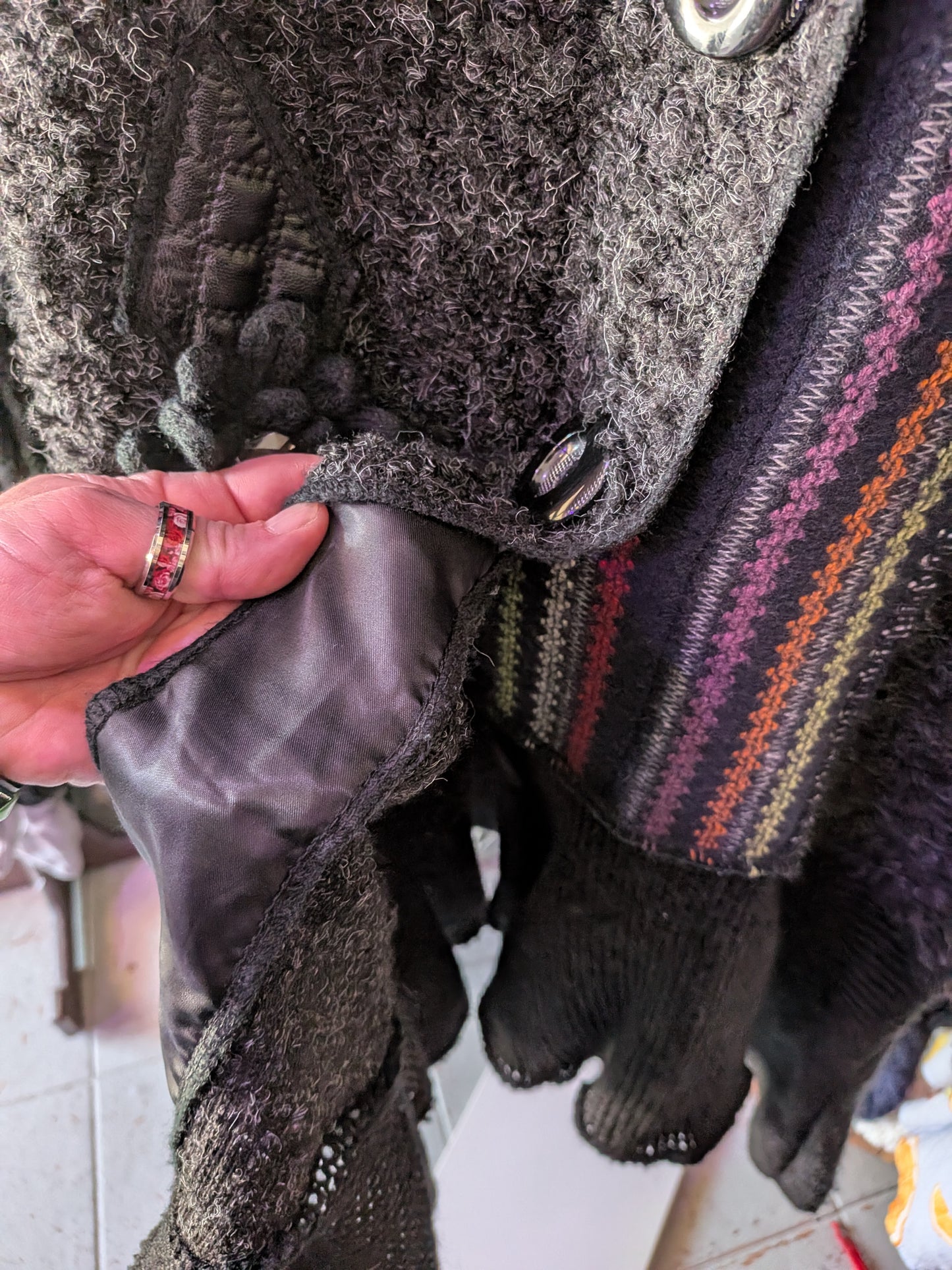 Liquid by Sioni Medium Bohemian multi mixed artist long cardigan