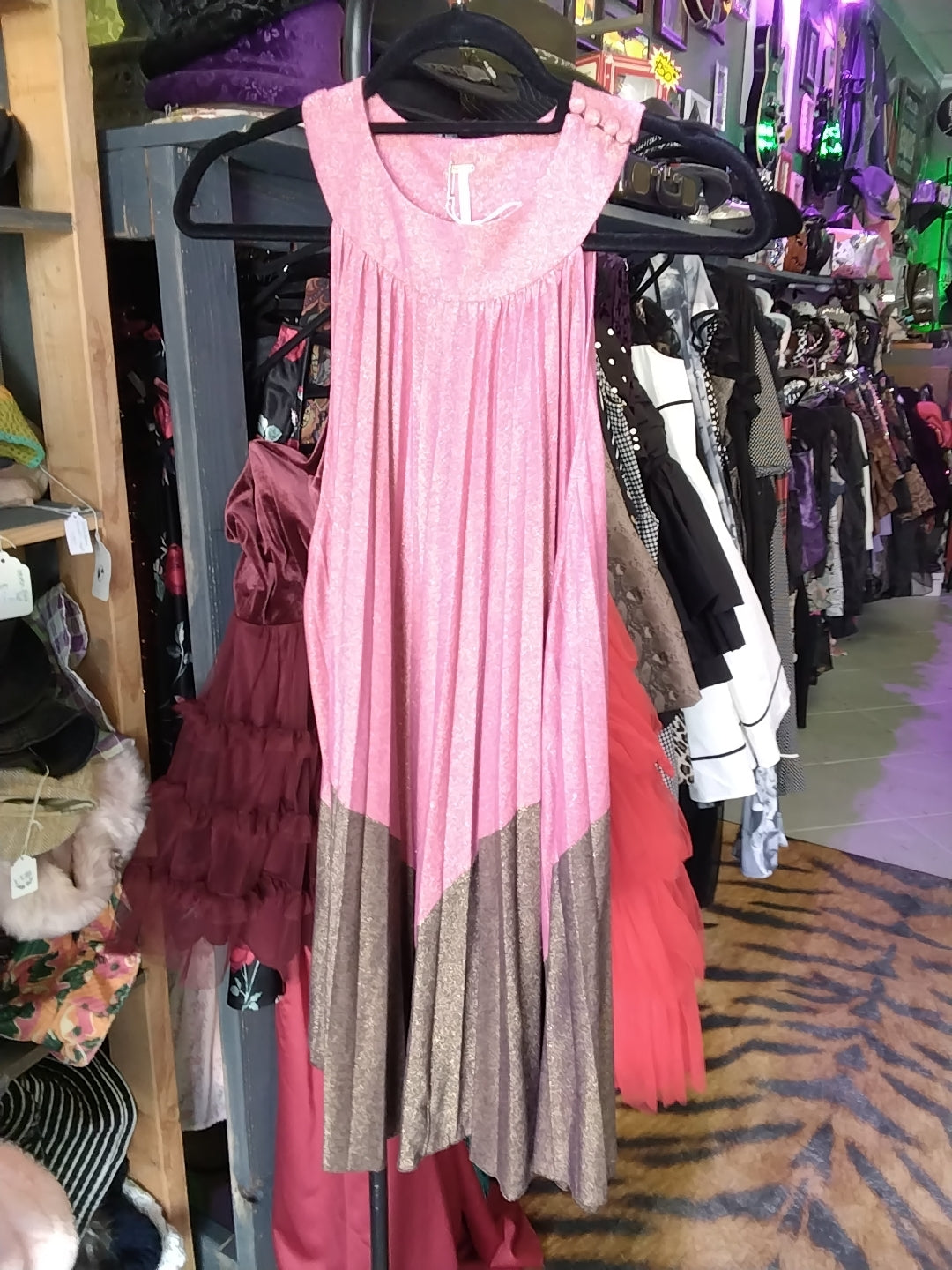 Free People 2 Tone Glitery Pleated Dress Size 6