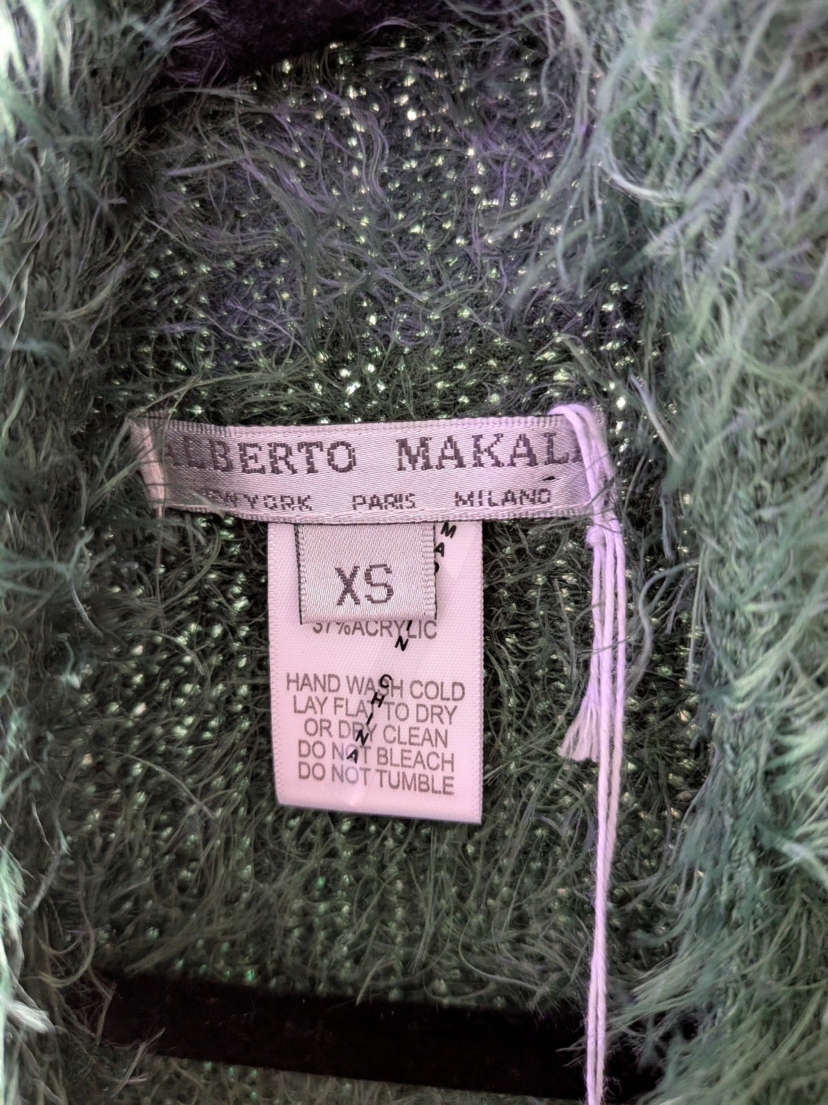 Alberto Makali XS Green & Black Fringe Style Open Cardigan