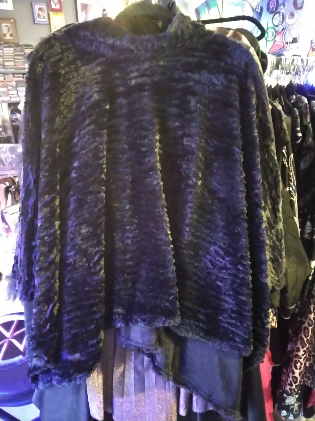 Le Moda Black Fur Shawl
