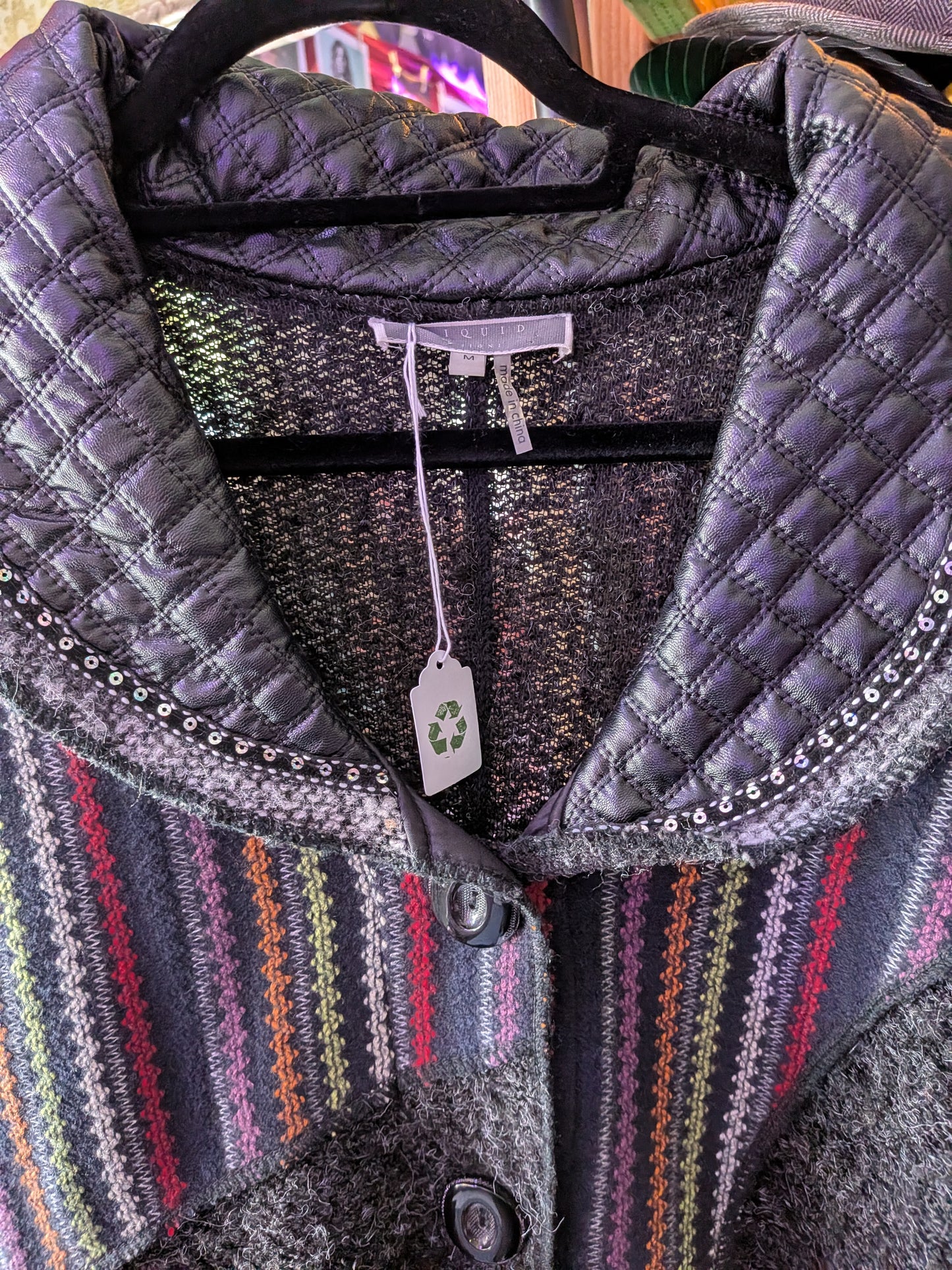 Liquid by Sioni Medium Bohemian multi mixed artist long cardigan