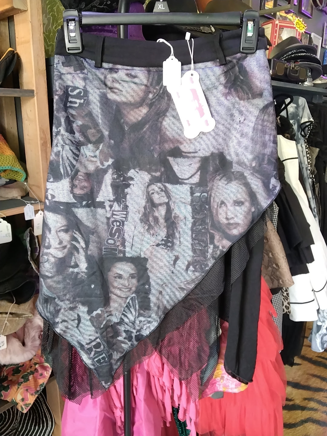 Strike A Pose NTW SAP A-Semetrical Gaphic Mesh Skirt Size Small