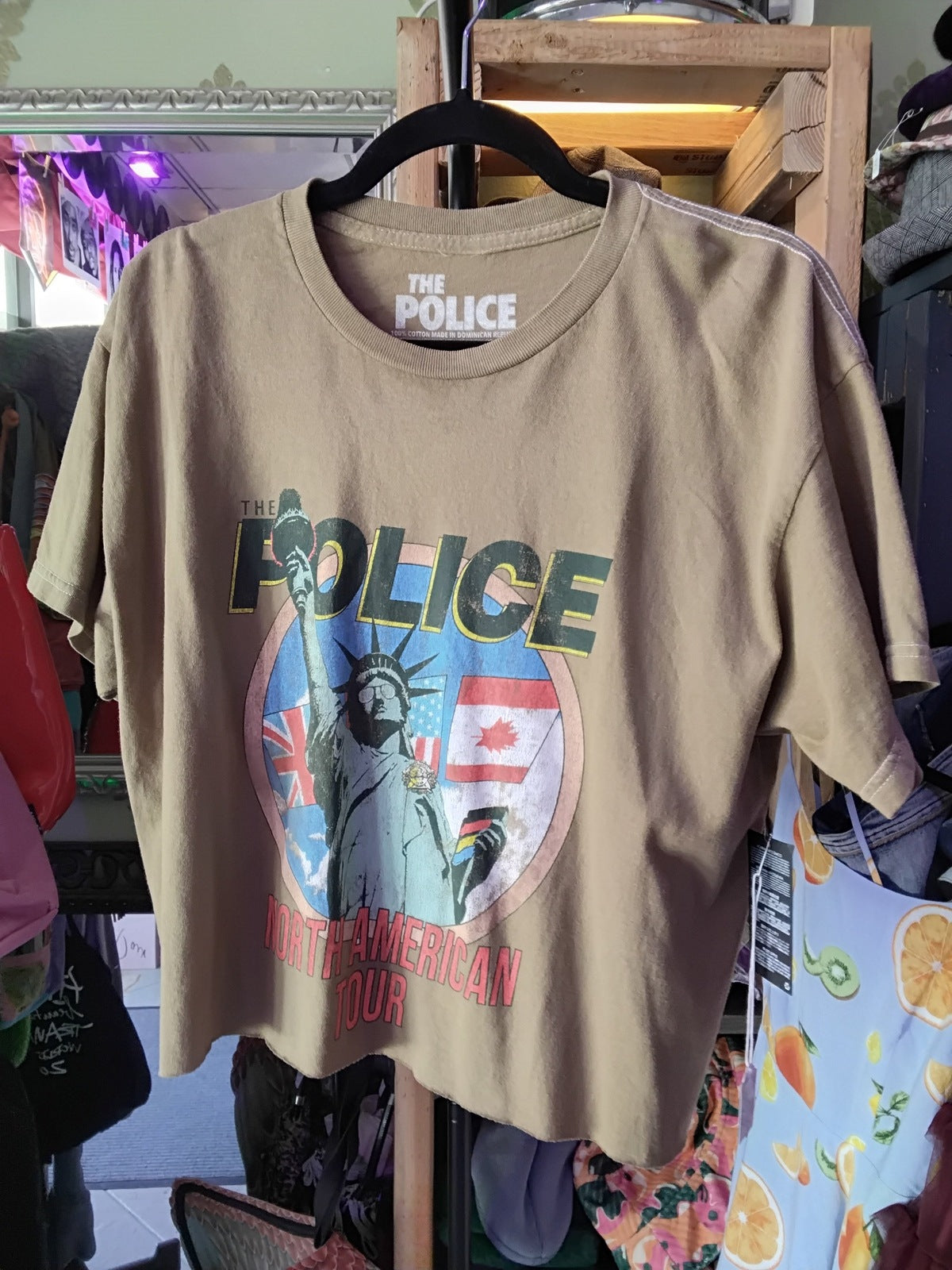 The Police North American Tour Cropped Band T-Shirt Brown M/L New With Tags