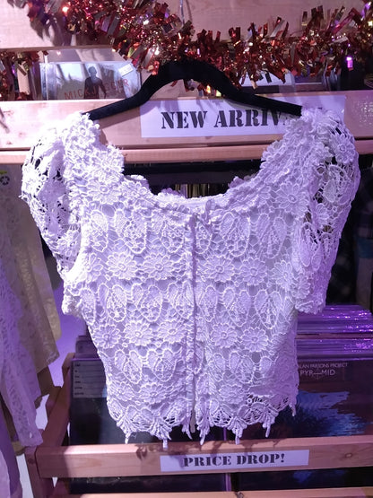 White Floral Lace Top M/L