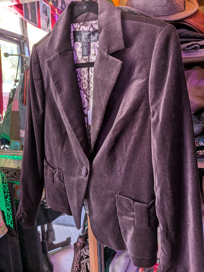 Apostrophe 8 petite black velour one button blazer