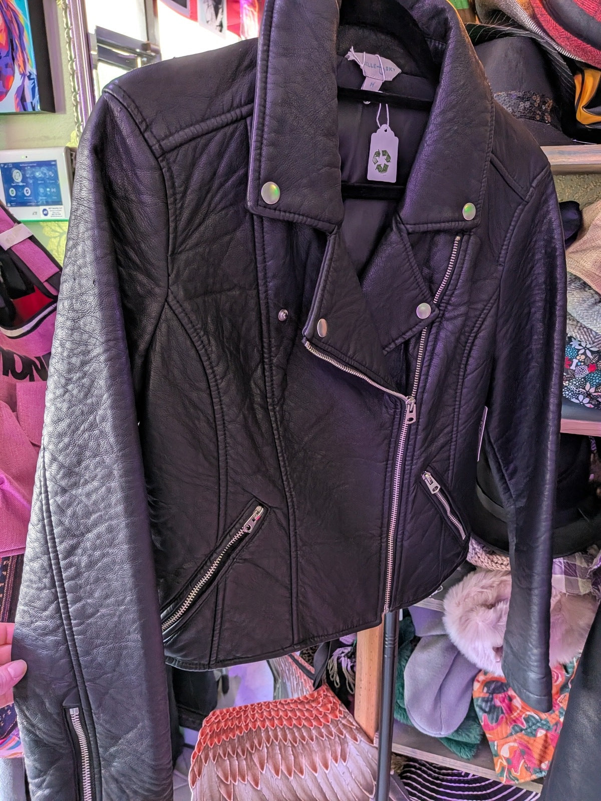 Belle & Sky Medium Black Moto Jacket New With Tags